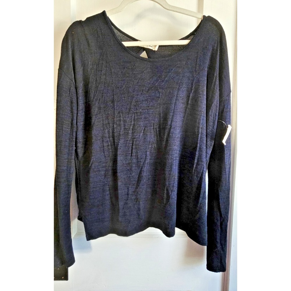 rag & bone /JEAN knittedcut out‎ back sweater woman Sz S navy blue light weight